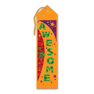 Beistle 2" x 8" Awesome Award Ribbon; Orange 9/Pack AR147 - 1 of 1