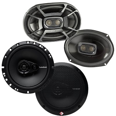 Polk 6x9" 450W 3 Way Marine Speakers + Rockford Fosgate 6.5" 90W Car Speakers