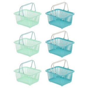 Unique Bargains Plastic Grocery Shopping Toy Organizing Mini Decorative Baskets 6.3" x 3.5" x 5.1" 6 Pcs - 1 of 4