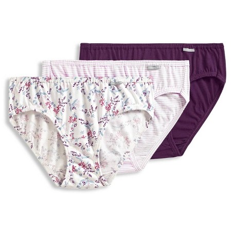Jockey Women's Elance Bikini - 3 Pack 6 Deep Plum/lavender Belvedere  Stripe/bella Floral : Target