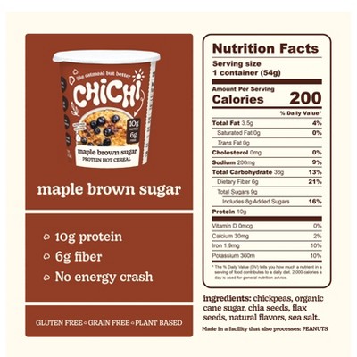 ChiChi Maple Brown Sugar Instant Protein Hot Cereal Cup - 2oz