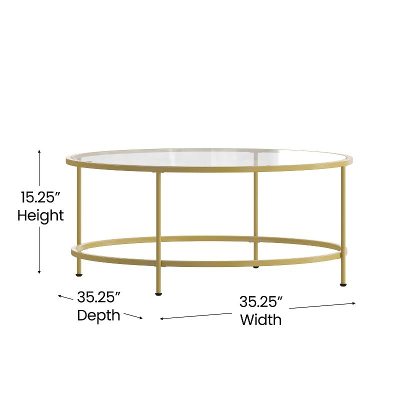 Emma and Oliver Glass Living Room Coffee Table with Round Metal Frame, 4 of 10