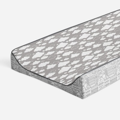 Bacati - Clouds in the City Gray Clouds Quilted Changing Pad Cover