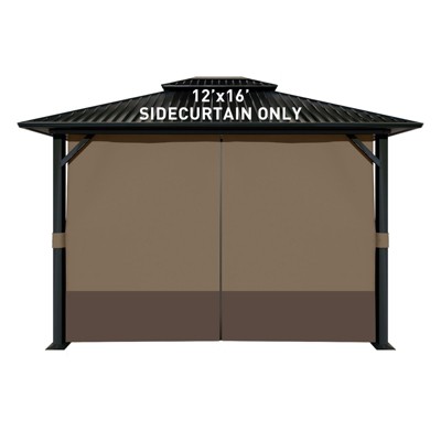 Aoodor 12' x 16' Gazebo Curtain Set Protecting Privacy Side Walls 4 Panels,Curtain Only