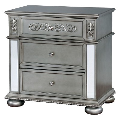 Divito Traditional Felt Lined Top Drawer Nightstand Silver - HOMES: Inside + Out