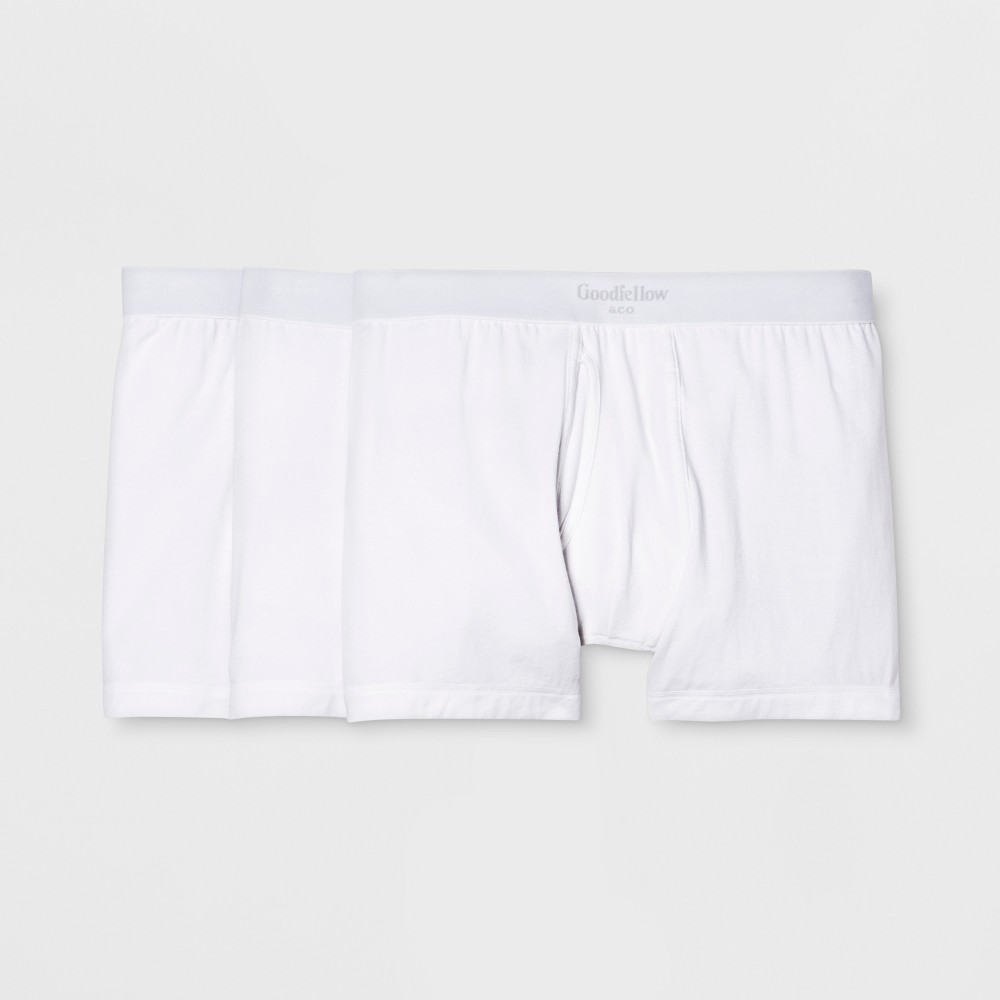 Men's Premium Knit 3pk Boxer Briefs - Goodfellow & Co White 2XL, Men's was $18.99 now $9.99 (47.0% off)