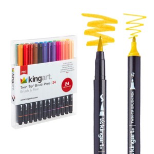 KINGART PRO Twin-Tip Brush Pens 24 Colors - 1 of 4