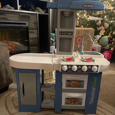 67 Pieces Play Kitchen Set for Kids with Food and Realistic Lights