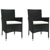 vidaXL 3 Piece Patio Bistro Set with Cushions Black and Cream Poly Rattan - 4 of 4