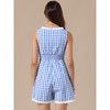 INSPIRE CHIC Women's Sleeveless Checks Gingham Lace Trim Smocked Waist Short Jumpsuits - 3 of 4