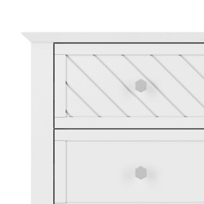 Matte White Chevron Pattern 3-Drawer Nursery Dresser