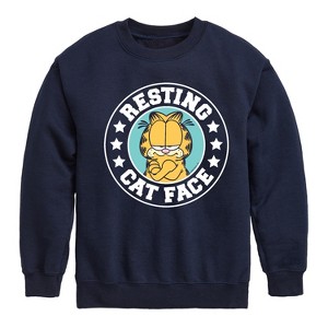 Boys' - Garfield - Resting Cat Face Graphic Long Sleeve Fleece Sweatshirt - 1 of 4