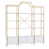 78" 4-Tier Home Office Bookshelf with X Bar Frame and 4 Doors, Golden+White - ModernLuxe - 4 of 4