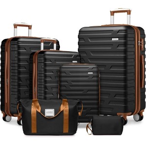 JANSNO 6-Piece Luggage Sets with Hardside Expandable Suitcases, Spinner Wheels, TSA Locks, and Duffel Bags - 1 of 4