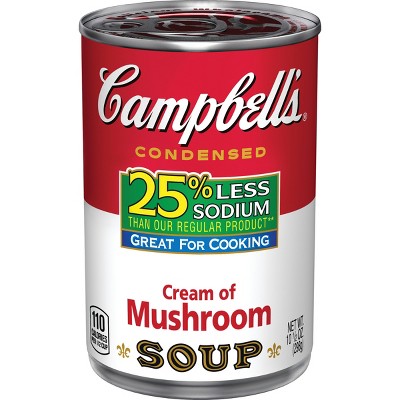 Campbell's® Low Sodium Condensed Cream Of Mushroom Soup 10.5 Oz : Target