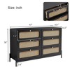 HDZNVF Modern Rattan Wood Closet 6 Drawer Dresser Wood Storage Dressers Sideboard, Black - 4 of 4