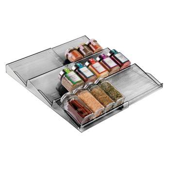 mDesign Expandable Plastic Spice Rack Kitchen Drawer Organizer, 3 Tiers