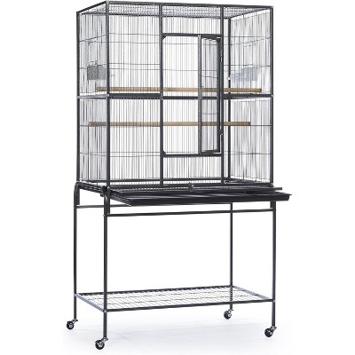 Black Wrought Iron Multi-Level Bird Cage with Stand