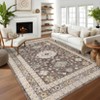 Indoor Vintage Medallion Printed Area Rugs for Living Room Retro Decor Thin Washable Non Slip Low Pile Soft Carpet for Bedroom - 4 of 4