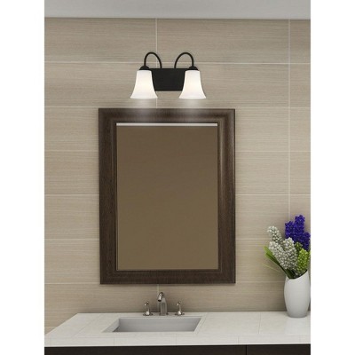 Black Steel 2-Light Vanity with Hand Blown Satin Opal Glass