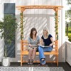 Tangkula Patio Arbor Garden Archway w/ Pergola Bench & Side Trellises for Climbing Plants Vines Grapes 2-Seat Wooden Outdoor Bench Backyard Decoration - 3 of 4