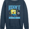 Women's - Spongebob Squarepants - Kickin It Since 1999 -Women's French Terry Pullover Lightweight French Terry Wide Neck Long Sleeve Shirt - 2 of 4