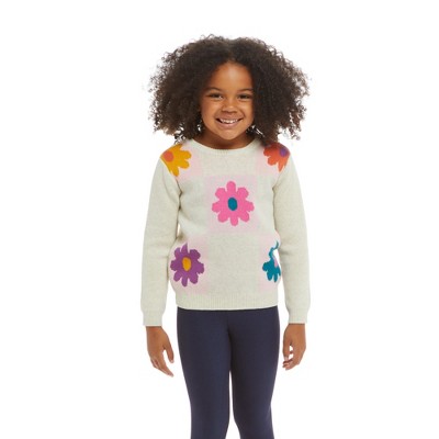 Image of Andy & Evan Infant  Girls Flower Sweater & Jegging Set Blue, Size 0-3 Months.