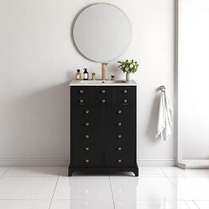 Mshliw 24 Inch Bathroom Vanity with Sink, Freestanding Storage Cabinet with Tip-Out Drawer and Soft Close Doors, Ceramic Basin, Modern Design - 1 of 4