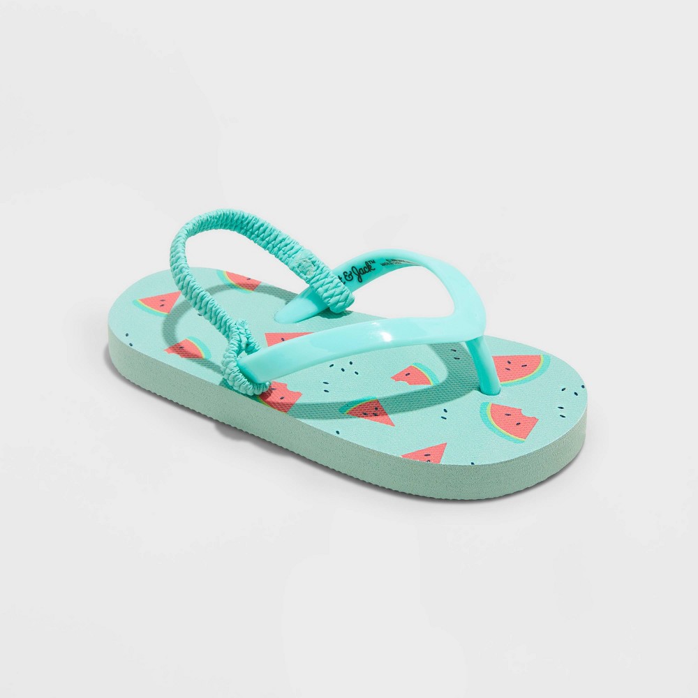 Toddler Adrian Watermelon Print Slip-On Flip Flop Sandals - Cat & Jack™ Mint Green L size 5/6