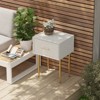 JIONJOY Contemporary White Nightstand with Raised Diamond Design, Gold Metal Legs & Spacious Drawer - 3 of 4