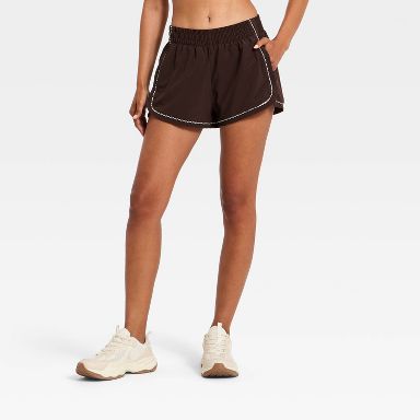 Women's Active Light Mid-Rise Crochet Trim Athletic Shorts 2.5" - All In Motion™ Brown XS