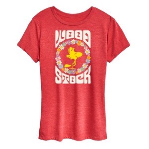 Women's - Peanuts - Retro Floral Woodstock Short Sleeve Graphic T-Shirt - 1 of 4