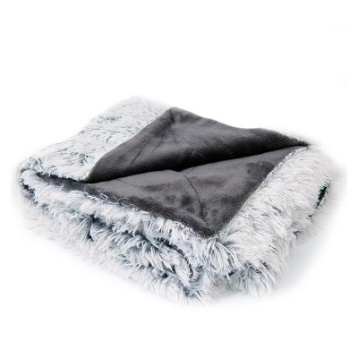 Gray Ombre Reversible Faux Fur Throw Blanket 60" x 70"