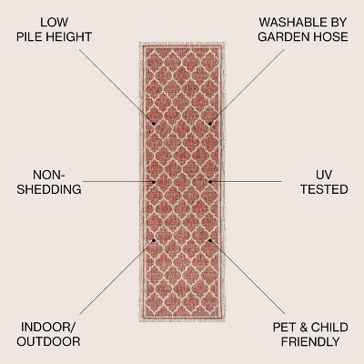 Moroccan Trellis Red/Beige Indoor/Outdoor Flatweave Rug