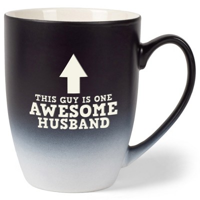Elanze Designs This Guy Is One Awesome Husband Two Toned Ombre Matte Black and White 12 ounce Ceramic Stoneware Coffee Cup Mug