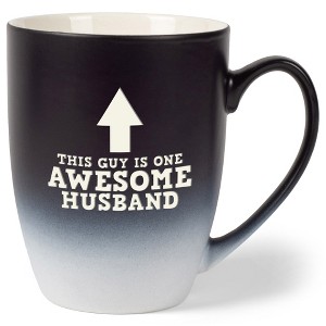 Elanze Designs This Guy Is One Awesome Husband Two Toned Ombre Matte Black and White 12 ounce Ceramic Stoneware Coffee Cup Mug - 1 of 4