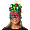 Seven Times Six Festive Holiday Novelty Adult Light Up Knit Beanie Pom Pom Hat Cap OSFM - 2 of 4
