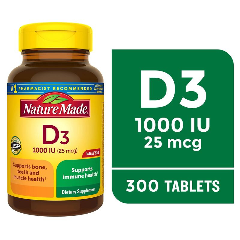 Nature Made Vitamin D3 1000 IU (25 mcg), Bone Health and Immune Support Tablet, 4 of 14