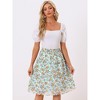 Allegra K Women's Floral Print Smocked Elastic Waist Midi Flowy Tiered Ruffle Skirt - 2 of 4