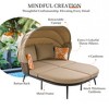 55"H Patio Daybed with Retractable Canopy, Outdoor Rattan PE Wicker Back Loveseat Sofa with Throw Pillows and Cushions, 4L -ModernLuxe - 4 of 4