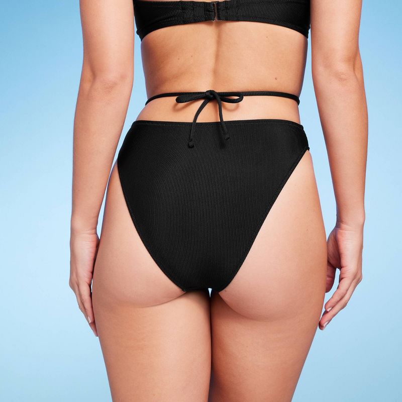 Women's Strappy Ribbed High Waist Extra High Leg Extra Cheeky Bikini Bottom - Shade & Shore™, 2 of 12