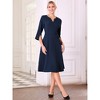 Hobemty Women's Flare V Neck 3/4 Sleeve Elegant A Line Midi Work Dress - 2 of 4