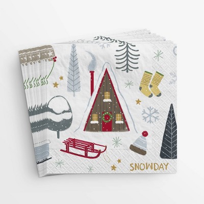 20ct Winter Icons Beverage Disposable Napkin - Wondershop™