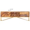 vidaXL TV Cabinet Brown Solid Sheesham Wood, Brass powder-coated iron - 3 of 4
