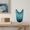 HomeRoots 10" Cerulean And Clear Bubble Glass Oval Table Vase - 2 of 4