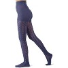 Memoi Women's Textured Cotton Rich Inverted Crochet Fashion Tights Patriot Blue S-M - 3 of 4