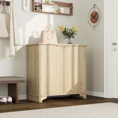 Fluted Buffet Sideboard With Storage, Kitchen Cabinet With Adjustable Shelves