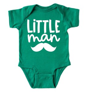 The Juniper Shop Little Man Mustache Baby Short Sleeve Bodysuit - 18M - Kelly - 1 of 4