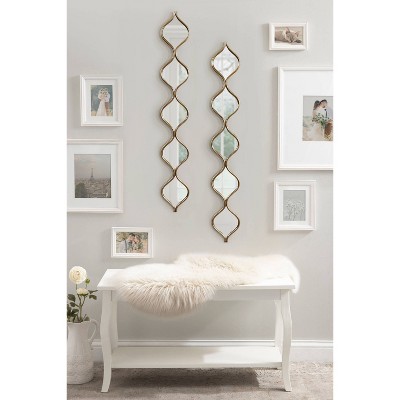 Gold Teardrop Panel Wall Mirror, 7x42, Metal Frame