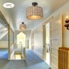 YIYIBYUS Rattan Semi Flush Mount Ceiling Light, 2-Light with Hand Woven Drum Shade - 3 of 4